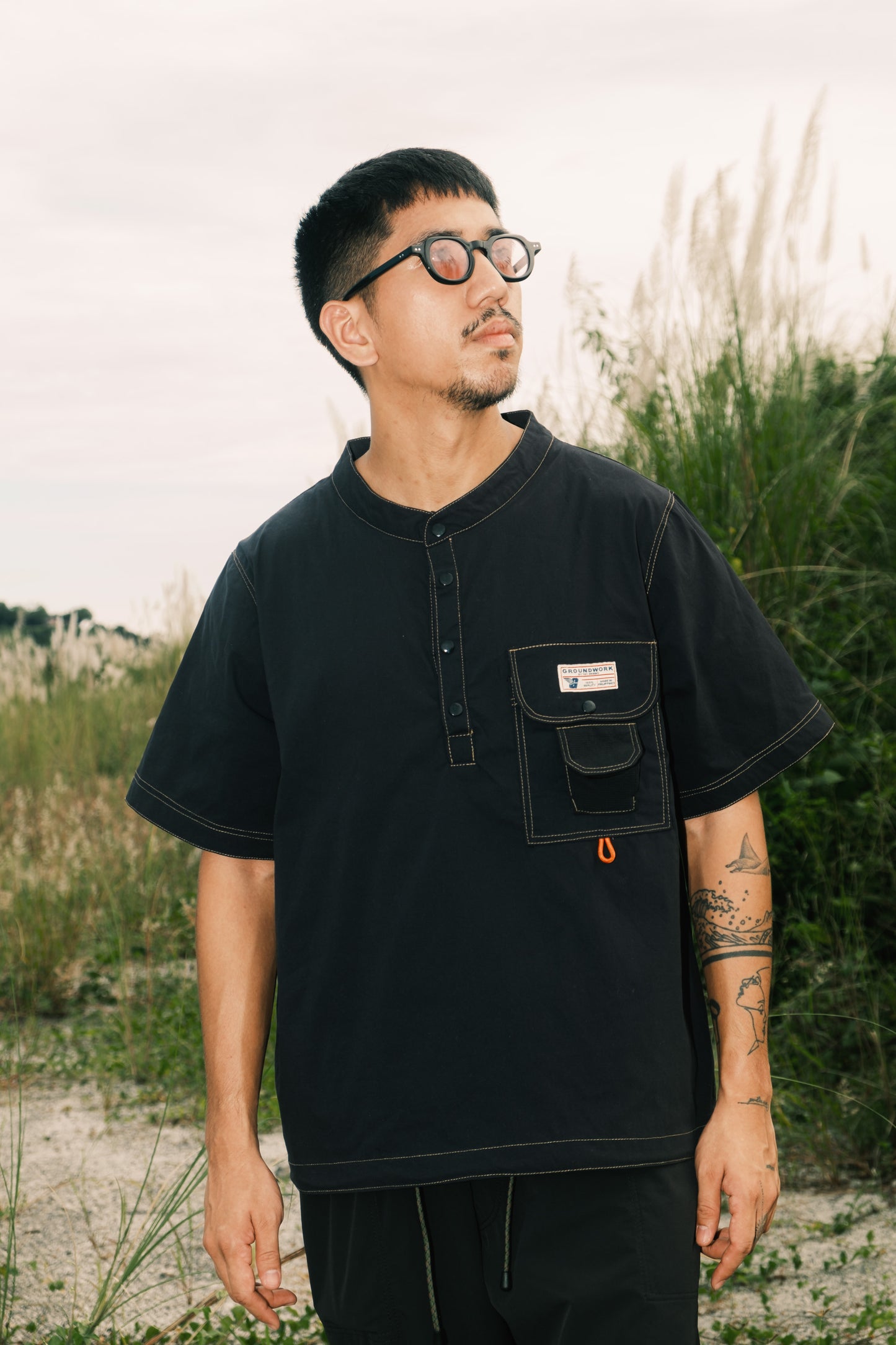 GW Mandarin Collared S/SLV (Denim Blue)