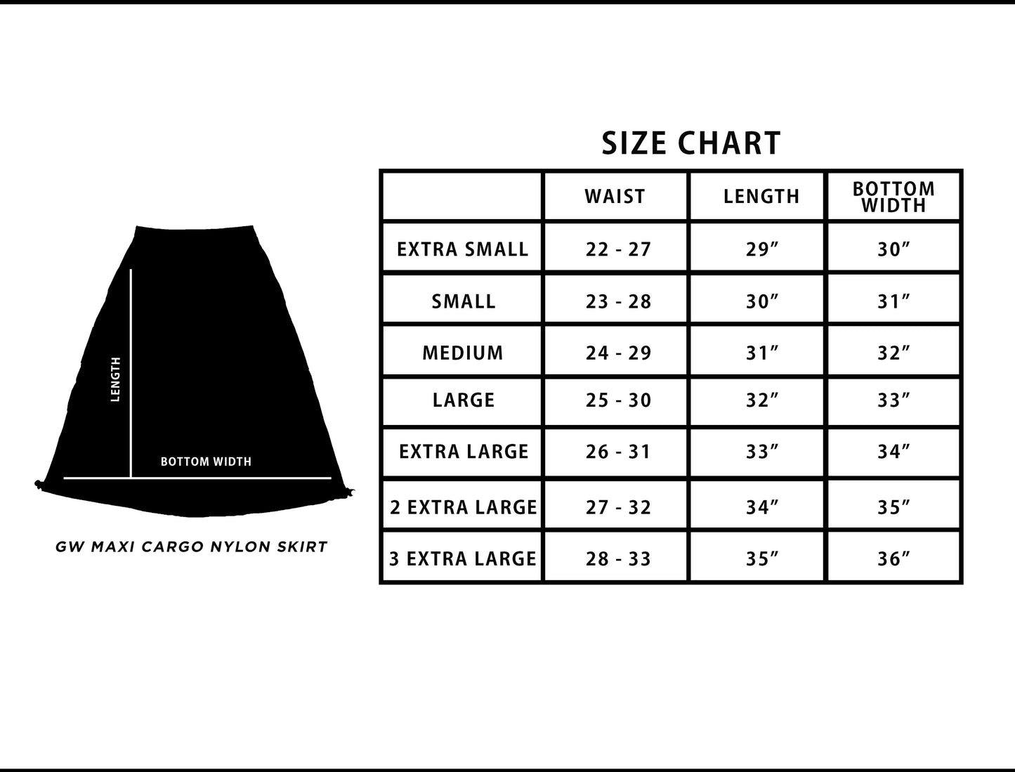 GW Nylon Maxi Cargo Skirt (Black)